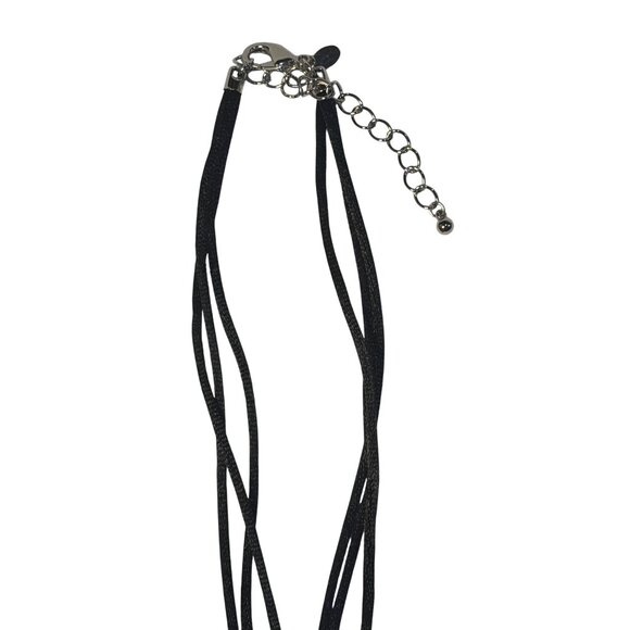 Long Black Cord Necklace Women’s Fashion Pendant Jewelry 19" Statement Lariat - Picture 4 of 6
